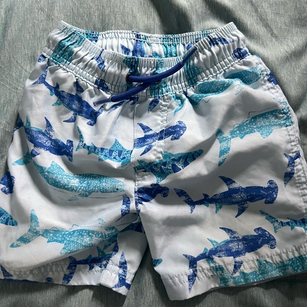 Carter's Blue and White Shark Swim Trunks